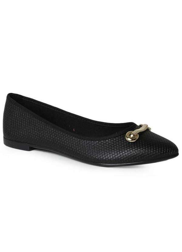 Moleca - Sapatilha Feminino Moleca Bico Fino Textura Preto