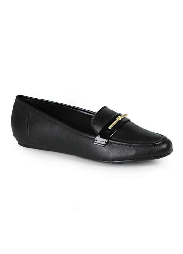 Beira Rio - Mocassim Feminino Conforto Beira Rio Nó Metalizado Preto