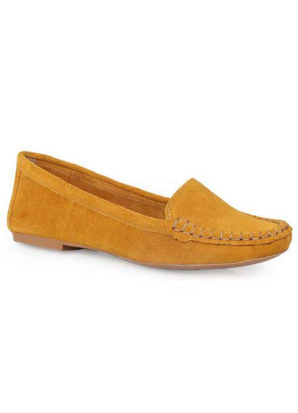 Ms - Mocassim Feminino Mulher Sofisticada Camurça Amarelo