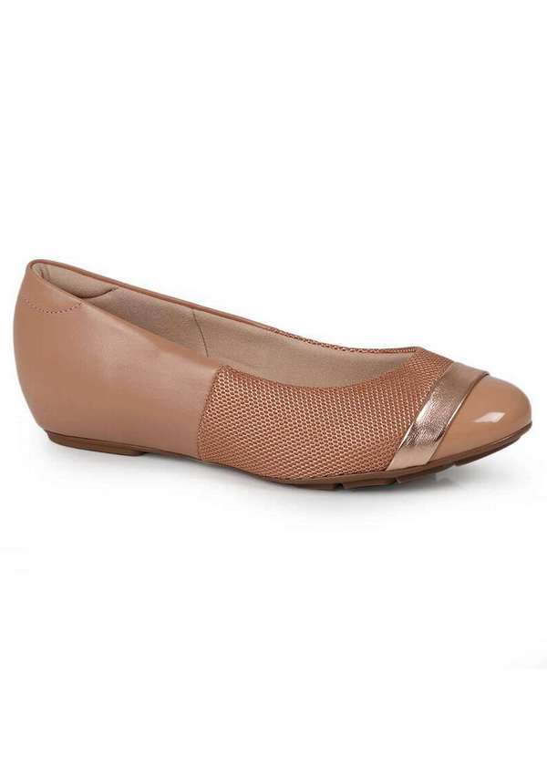 Modare - Sapato Anabela Feminino Conforto Modare Casual Nude