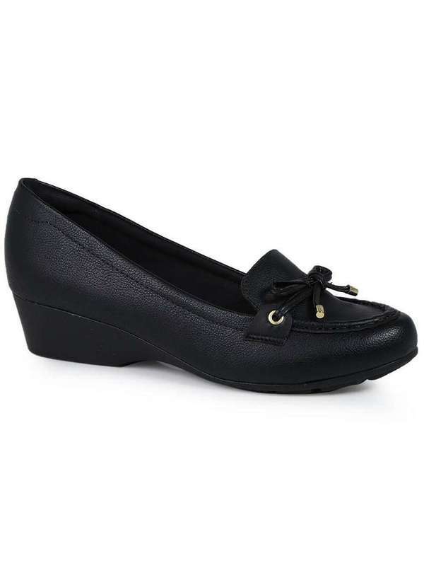 Modare - Sapato Anabela Feminino Modare Laço Preto