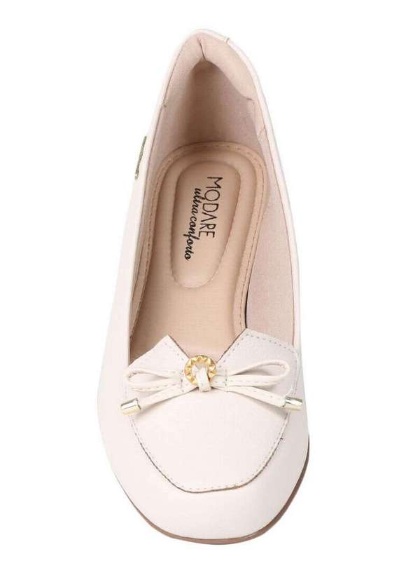 Sapato Mocassim Feminino Conforto Modare Laço Marfim Passarela - Main Image