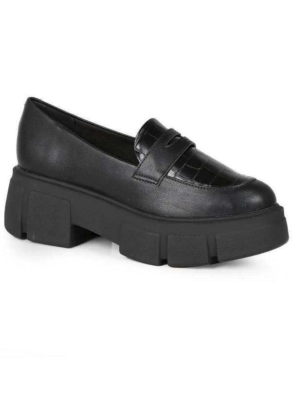 Off Line - Sapato Mocassim Feminino Offline Robusto Preto