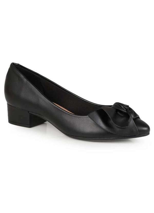 Beira Rio - Sapato Salto Feminino Conforto Beira Rio Bico Fino Preto