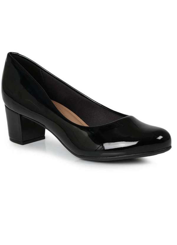 Sapato Salto Feminino Conforto Beira Rio Envernizado Preto Passarela