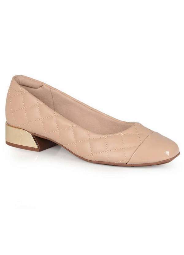 Modare - Sapato Salto Feminino Modare Bloco Quadrado Bege