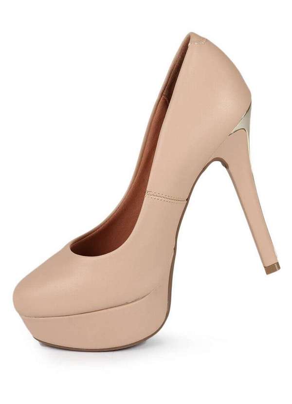 Vizzano - Sapato Salto Feminino Vizzano Contraste Bege 2