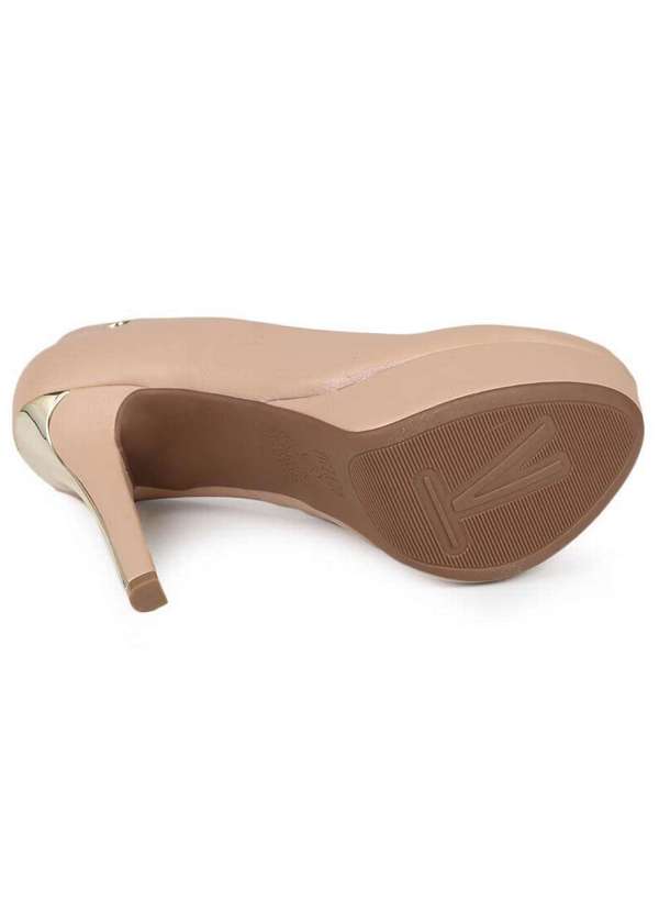 Vizzano - Sapato Salto Feminino Vizzano Contraste Bege 3