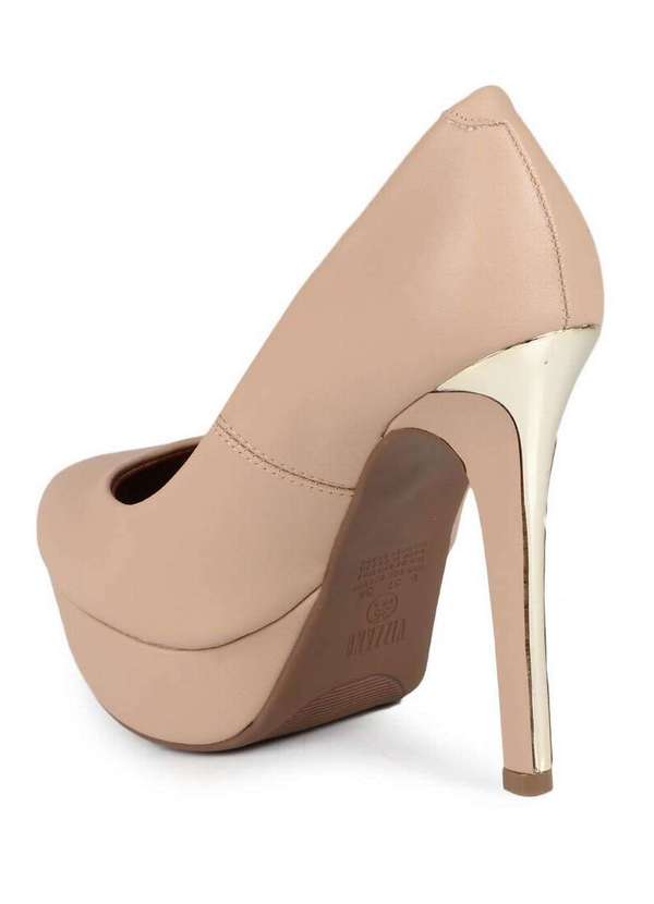 Vizzano - Sapato Salto Feminino Vizzano Contraste Bege 5