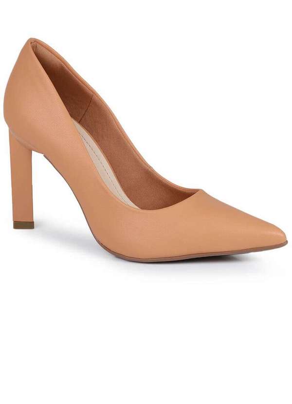 São Paulo - Sapato Scarpin Feminino Bebecê Salto Triângulo Bege