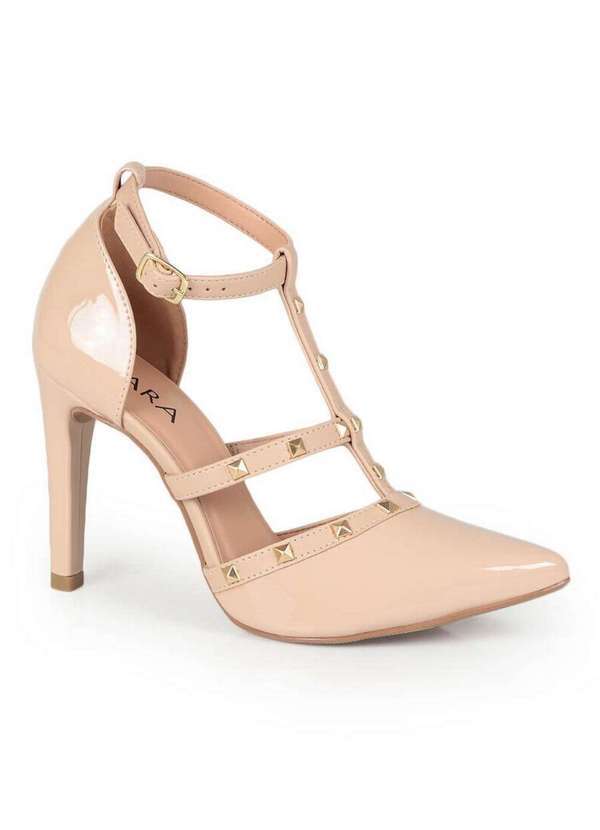 Lara - Sapato Scarpin Feminino Lara Tachas Nude