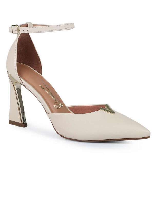 Vizzano - Sapato Scarpin Feminino Vizzano Salto Triângulo Marfim