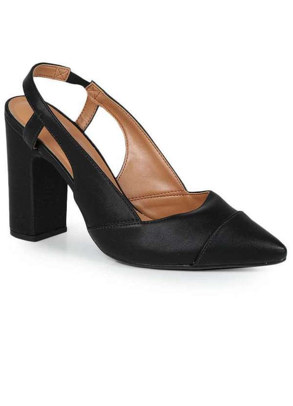 Vizzano - Scarpin Feminino Vizzano Salto Grosso Preto