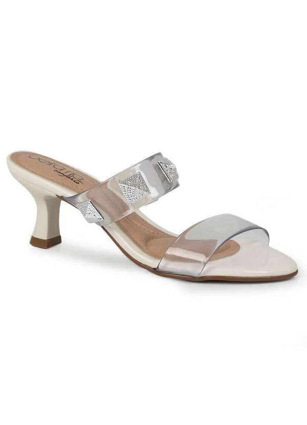 Beira Rio - Tamanco Salto Feminino Conforto Beira Rio Vinil Transparente