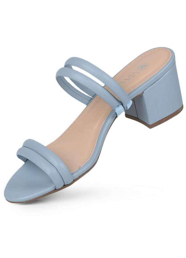 Via Uno - Tamanco Salto Feminino Via Uno Tiras e Salto Grosso Azul 2