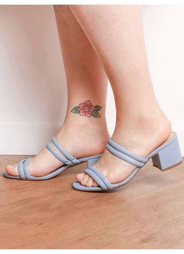 Via Uno - Tamanco Salto Feminino Via Uno Tiras e Salto Grosso Azul 5