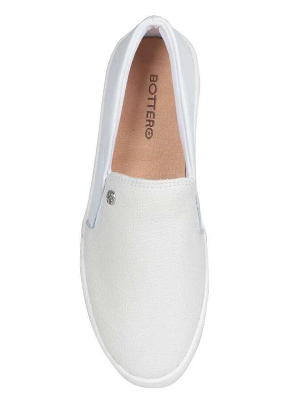 Slip on feminino branco fashion couro