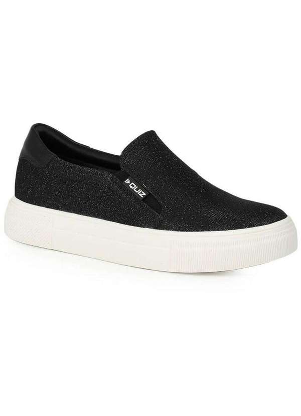 Quiz - Slip On Feminino Quiz Lurex e Elástico Preto