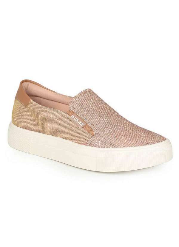 Quiz - Slip On Feminino Quiz Lurex Elástico Dourado