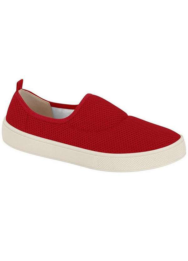 Beira Rio - Tênis Casual Feminino Conforto Beira Rio Tecido Vermelho