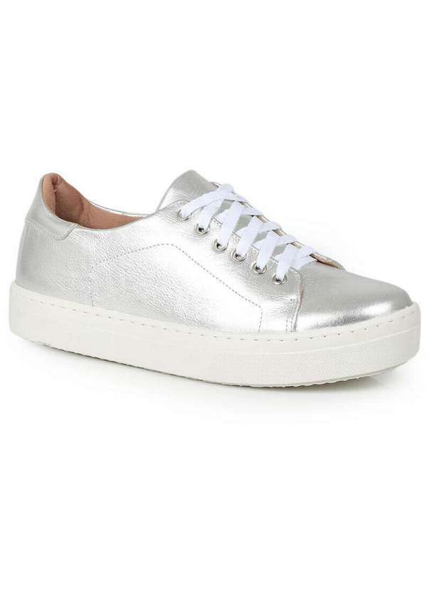 Lara - Tênis Casual Feminino Lara Básico Prata