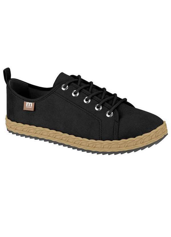 Moleca - Tênis Casual Feminino Moleca Camurça Preto