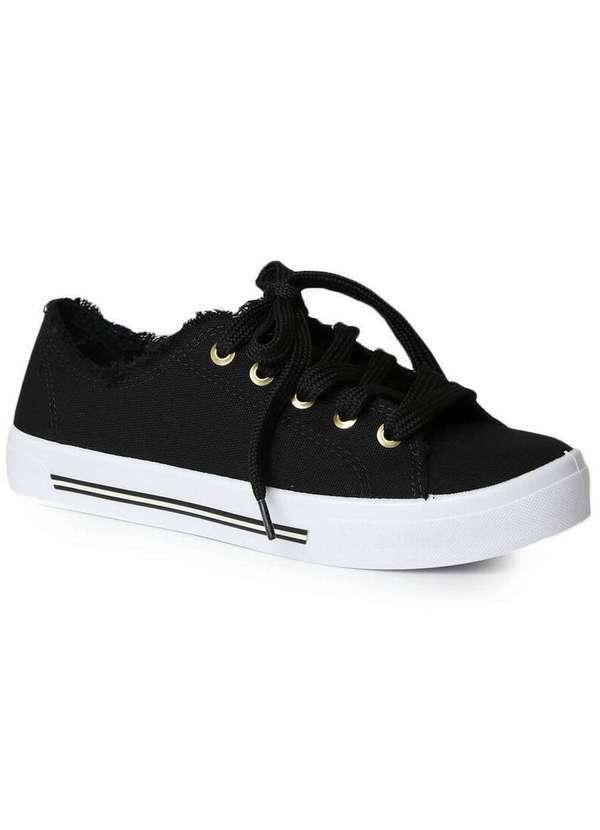 Moleca - Tênis Casual Feminino Moleca Fios Preto