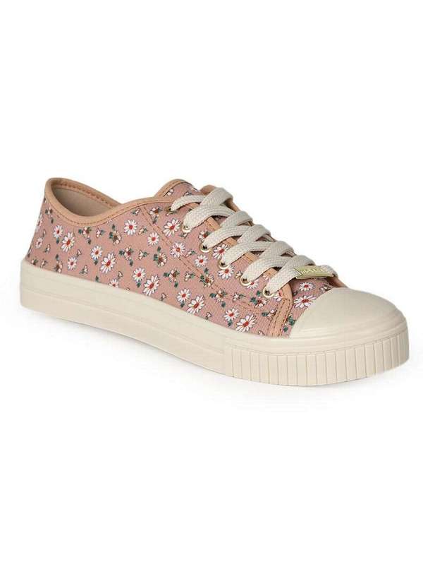Moleca - Tênis Casual Feminino Moleca Flores Nude