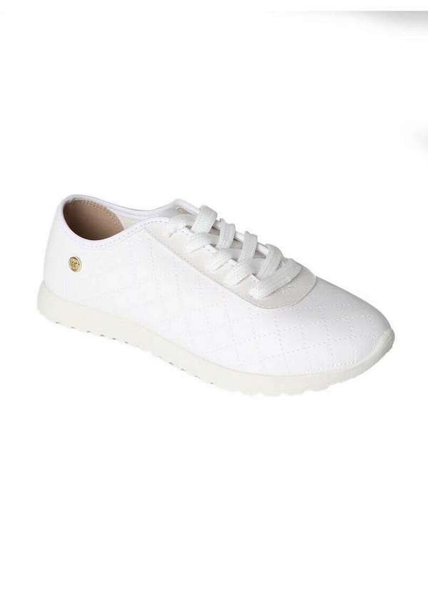 Moleca - Tênis Casual Feminino Moleca Matelassê e Verniz Branco
