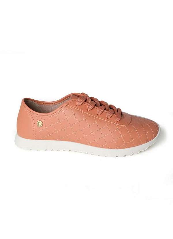 Moleca Tênis Casual Feminino Moleca Matelassê e Verniz Coral