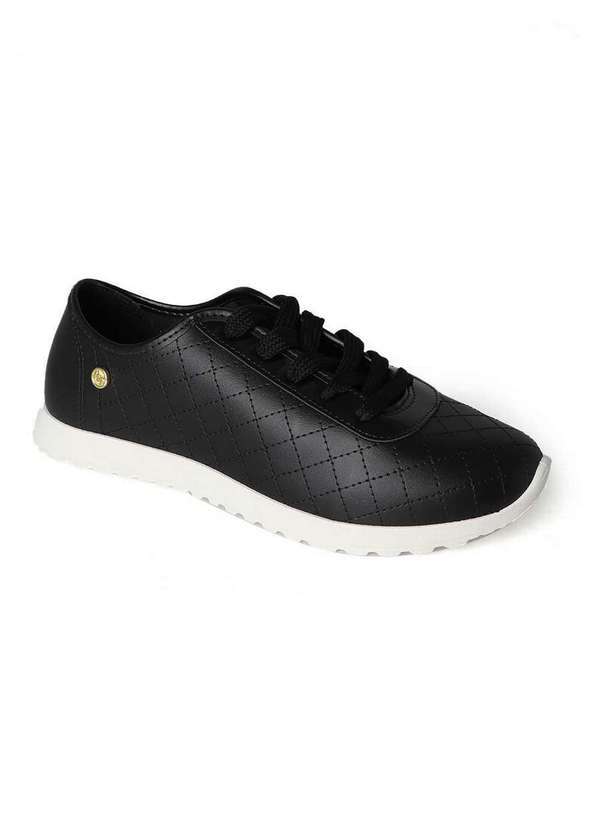 Moleca - Tênis Casual Feminino Moleca Matelassê e Verniz Preto