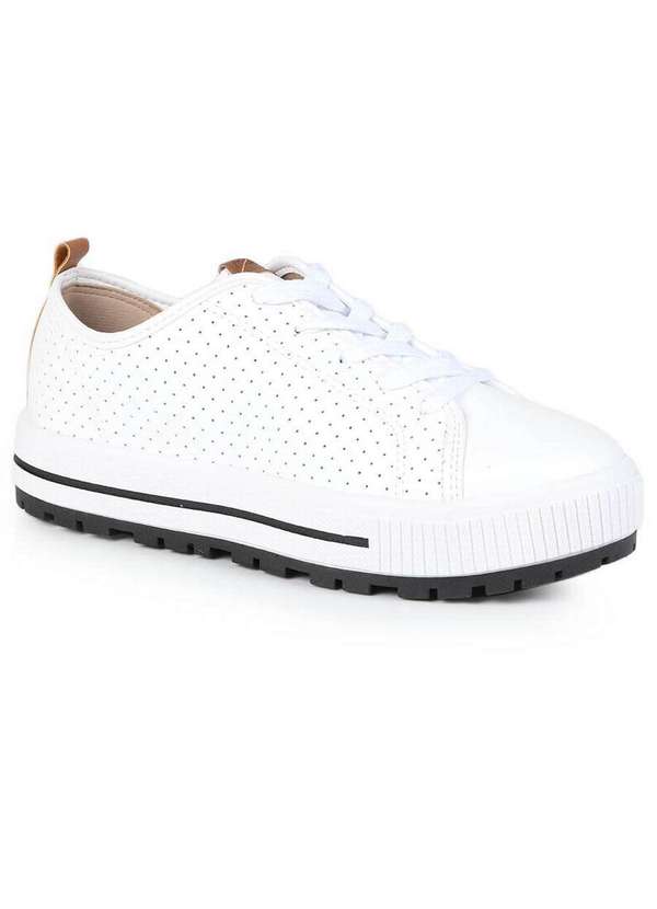 Moleca - Tênis Casual Feminino Moleca Micro Furos Branco