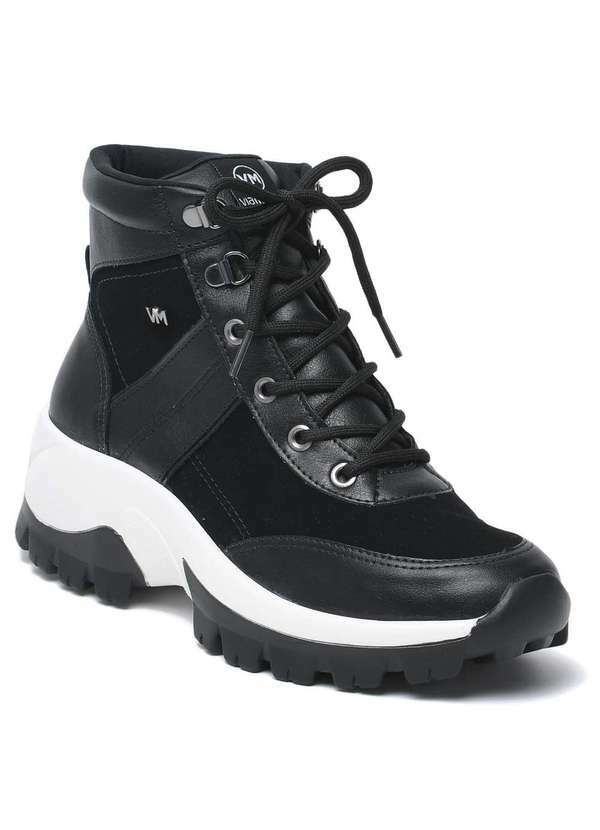 Via Marte - Tênis Casual Feminino Via Marte Cano Alto Despojado Preto