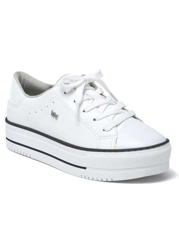 Via Marte - Tênis Casual Feminino Via Marte Recortes Básicos Branco