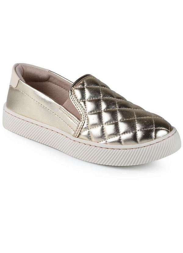 Modare - Tênis Slip On Feminino Modare Metalizado Dourado