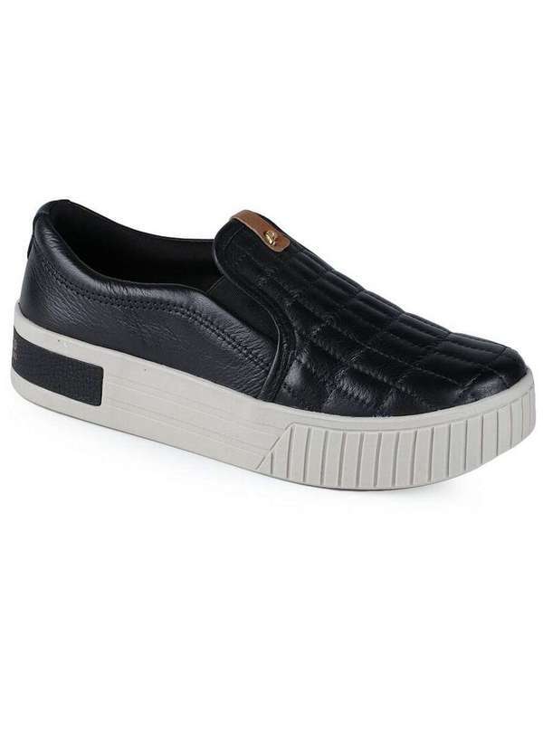 Pegada - Tênis Slip On Feminino Pegada Matelassê Preto