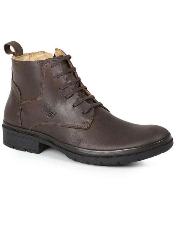 Leve Comfort - Bota Coturno Masculina Leve Comfort Básica Cafe