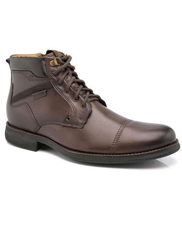 Ferricelli - Bota Coturno Social Masculino Ferricelli Recortes Cafe