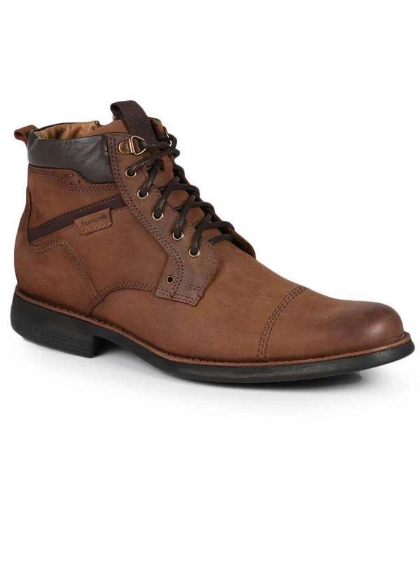 Ferricelli - Bota Coturno Social Masculino Ferricelli Recortes Marrom