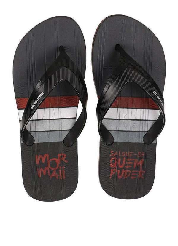 Mormaii - Chinelo Masculino Mormaii Tropical Pro Ded Preto e Cinza