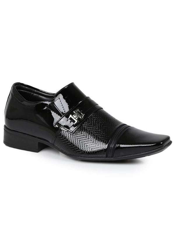 Jota Pe - Sapato Social Jota Pe Masculino Envernizado Preto