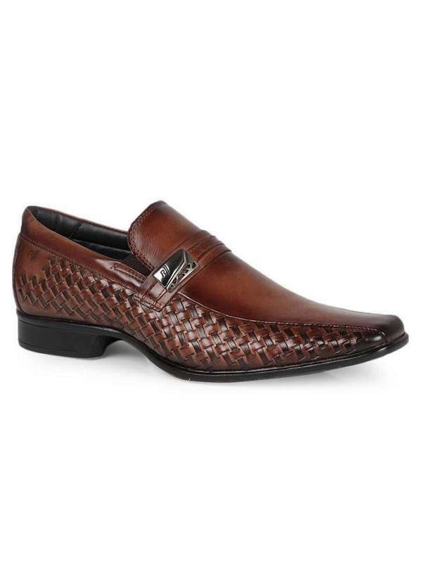 Rafarillo - Sapato Social Masculino Rafarillo Recorte Lateral Castanho