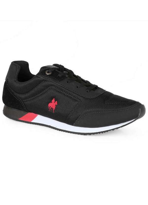 Black Horse - Tênis Jogging Masculino Black Horse Bordado Preto e Vermelho