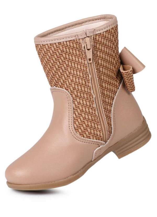 Kidy - Bota Montaria Infantil Kidy Laço Tramado Nude 2