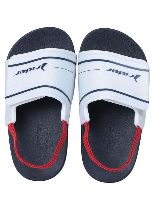 Rider - Chinelo Infantil Rider Full Velcro Marinho e Branco