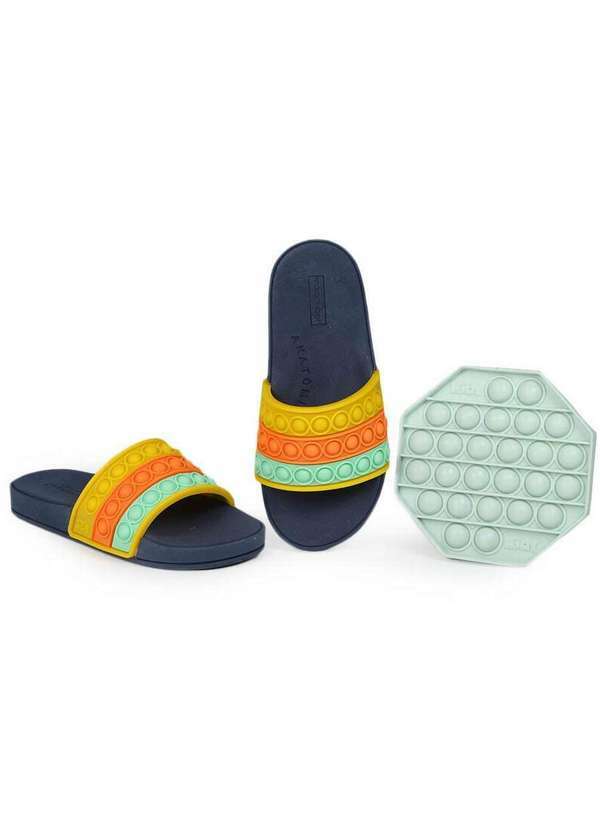Mar e Cor - Chinelo Slide Infantil Mar e Cor Pop It Marinho