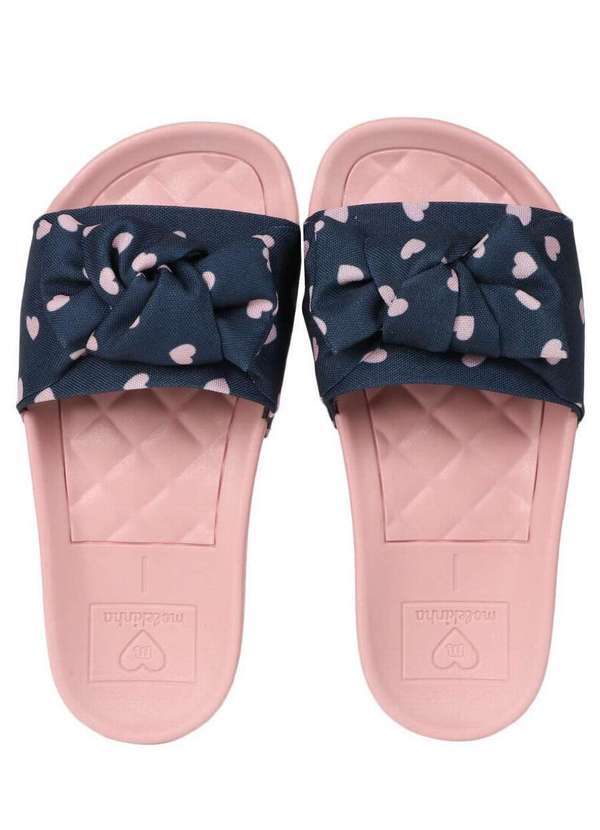 Molekinha - Chinelo Slide Infantil Molekinha Tecido Coração Rosa