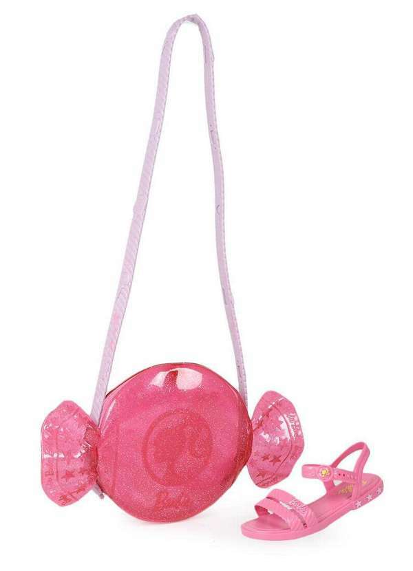 Grendene - Sandália Rasteira Infantil Grendene Barbie Rosa