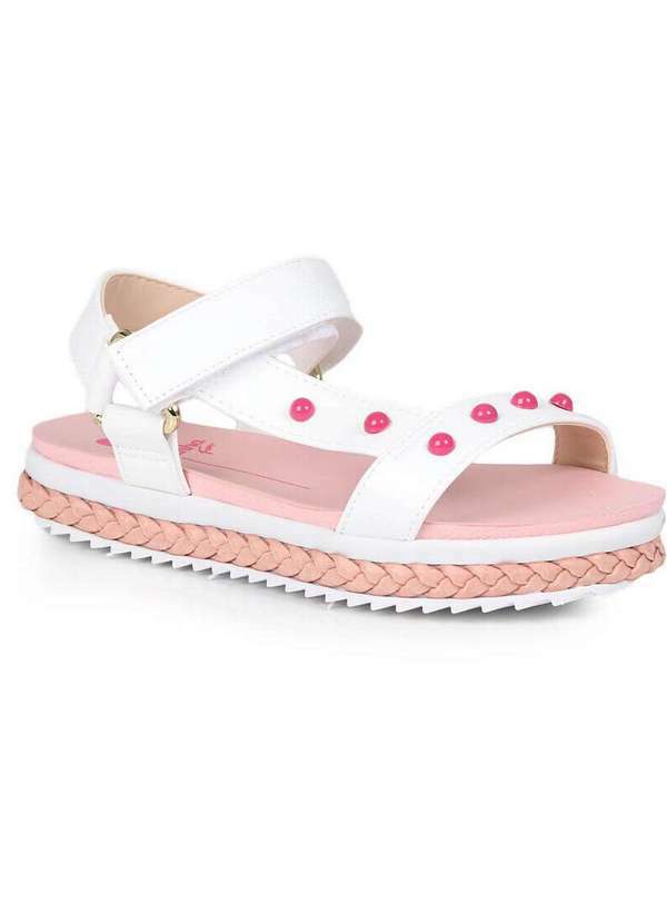 Molekinha - Sandália Rasteira Infantil Molekinha Circulos Coloridos Branco