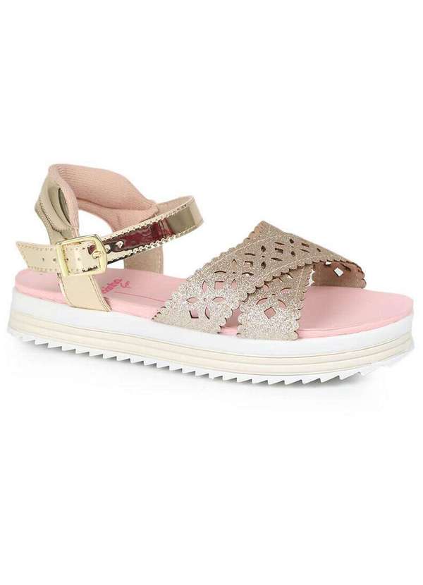 Molekinha - Sandália Rasteira Infantil Molekinha Mini Princess Dourado